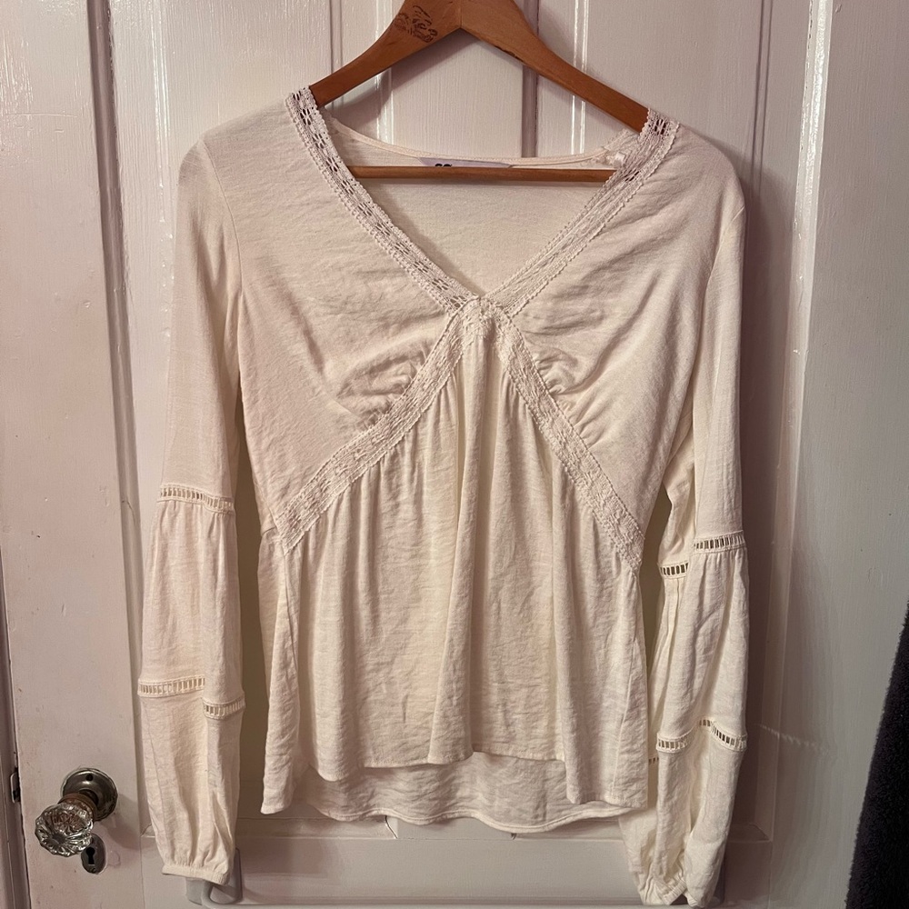 Elegant Cream V-Neck Blouse